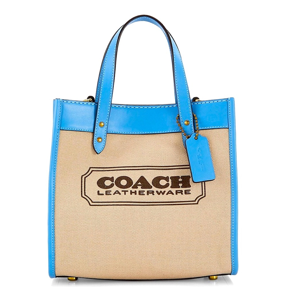 🆕 Coach Canvas & Leather Field Tote- color is Pool canvas
